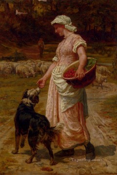 Ámame, ama a mi perro, familia rural, Frederick E Morgan Pinturas al óleo